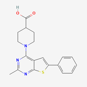 molecular formula C19H19N3O2S B7849318 1-{2-Methyl-6-phenylthieno[2,3-d]pyrimidin-4-yl}piperidine-4-carboxylic acid 