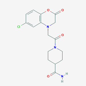 molecular formula C16H18ClN3O4 B7849339 1-[2-(6-chloro-2-oxo-3H-1,4-benzoxazin-4-yl)acetyl]piperidine-4-carboxamide 