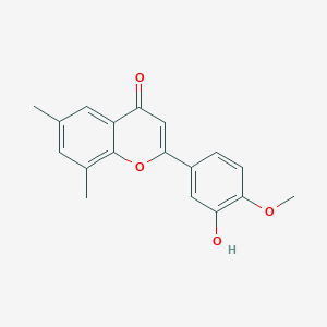 molecular formula C18H16O4 B7849358 2-(3-Hydroxy-4-methoxyphenyl)-6,8-dimethylchromen-4-one 