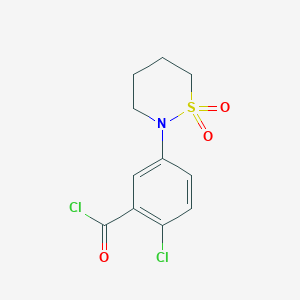 molecular formula C11H11Cl2NO3S B7849457 2-Chloro-5-(1,1-dioxo-1$l^{6},2-thiazinan-2-yl)benzoyl chloride 