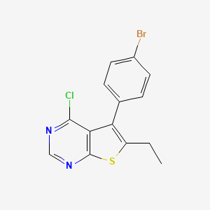 molecular formula C14H10BrClN2S B7849513 5-(4-Bromophenyl)-4-chloro-6-ethylthieno[2,3-d]pyrimidine 
