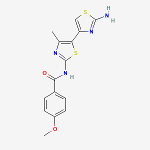 molecular formula C15H14N4O2S2 B7849527 N-[5-(2-amino-1,3-thiazol-4-yl)-4-methyl-1,3-thiazol-2-yl]-4-methoxybenzamide 