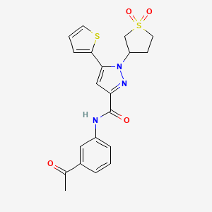 molecular formula C20H19N3O4S2 B7849532 N-(3-acetylphenyl)-1-(1,1-dioxidotetrahydro-3-thienyl)-5-(2-thienyl)-1H-pyrazole-3-carboxamide 