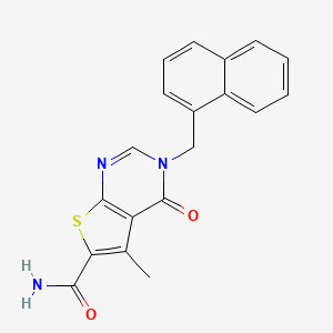 molecular formula C19H15N3O2S B7849541 5-Methyl-3-(naphthalen-1-ylmethyl)-4-oxothieno[2,3-d]pyrimidine-6-carboxamide 