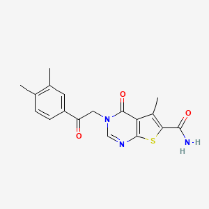 molecular formula C18H17N3O3S B7849552 3-[2-(3,4-Dimethylphenyl)-2-oxoethyl]-5-methyl-4-oxothieno[2,3-d]pyrimidine-6-carboxamide 