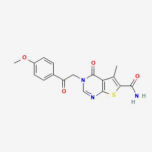 molecular formula C17H15N3O4S B7849560 3-[2-(4-Methoxyphenyl)-2-oxoethyl]-5-methyl-4-oxothieno[2,3-d]pyrimidine-6-carboxamide 