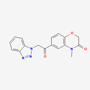 molecular formula C17H14N4O3 B7849566 6-[2-(Benzotriazol-1-yl)acetyl]-4-methyl-1,4-benzoxazin-3-one 