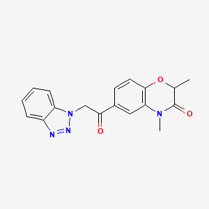 molecular formula C18H16N4O3 B7849587 6-[2-(Benzotriazol-1-yl)acetyl]-2,4-dimethyl-1,4-benzoxazin-3-one 