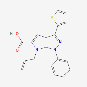 1-phenyl-6-(prop-2-en-1-yl)-3-(thiophen-2-yl)-1H,6H-pyrrolo[2,3-c]pyrazole-5-carboxylic acid