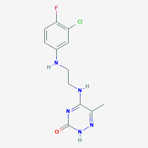 molecular formula C12H13ClFN5O B7849622 5-[2-(3-chloro-4-fluoroanilino)ethylamino]-6-methyl-2H-1,2,4-triazin-3-one 