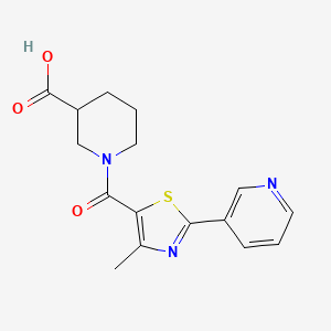 molecular formula C16H17N3O3S B7849636 1-(4-Methyl-2-pyridin-3-yl-1,3-thiazole-5-carbonyl)piperidine-3-carboxylic acid 