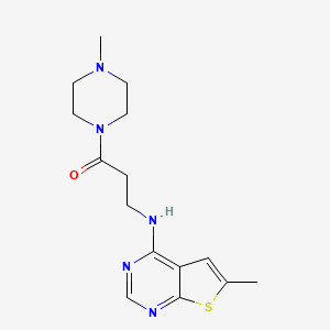 molecular formula C15H21N5OS B7849637 1-(4-Methylpiperazin-1-yl)-3-[(6-methylthieno[2,3-d]pyrimidin-4-yl)amino]propan-1-one 