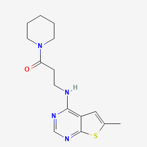 molecular formula C15H20N4OS B7849650 3-[(6-Methylthieno[2,3-d]pyrimidin-4-yl)amino]-1-piperidin-1-ylpropan-1-one 
