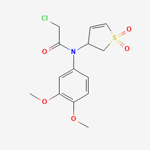 molecular formula C14H16ClNO5S B7849697 2-chloro-N-(3,4-dimethoxyphenyl)-N-(1,1-dioxo-2,3-dihydrothiophen-3-yl)acetamide 