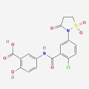 molecular formula C17H13ClN2O7S B7849713 5-[[2-Chloro-5-(1,1,3-trioxo-1,2-thiazolidin-2-yl)benzoyl]amino]-2-hydroxybenzoic acid 