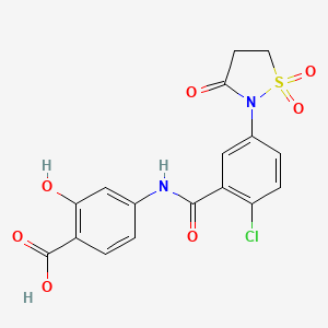 molecular formula C17H13ClN2O7S B7849716 4-[[2-Chloro-5-(1,1,3-trioxo-1,2-thiazolidin-2-yl)benzoyl]amino]-2-hydroxybenzoic acid 