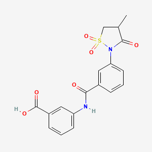 molecular formula C18H16N2O6S B7849717 3-[[3-(4-Methyl-1,1,3-trioxo-1,2-thiazolidin-2-yl)benzoyl]amino]benzoic acid 