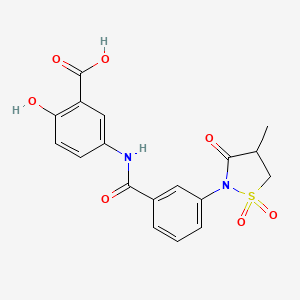 molecular formula C18H16N2O7S B7849724 2-Hydroxy-5-[[3-(4-methyl-1,1,3-trioxo-1,2-thiazolidin-2-yl)benzoyl]amino]benzoic acid 