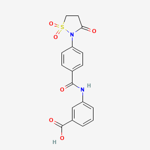molecular formula C17H14N2O6S B7849735 3-{[4-(1,1-Dioxido-3-oxoisothiazolidin-2-yl)benzoyl]amino}benzoic acid (21) 