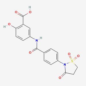 molecular formula C17H14N2O7S B7849736 5-{[4-(1,1-Dioxido-3-oxoisothiazolidin-2-yl)benzoyl]amino}-2-hydroxybenzoic acid (22) 