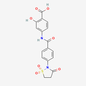 molecular formula C17H14N2O7S B7849744 4-{[4-(1,1-Dioxido-3-oxoisothiazolidin-2-yl)benzoyl]amino}-2-hydroxybenzoic acid (23) 