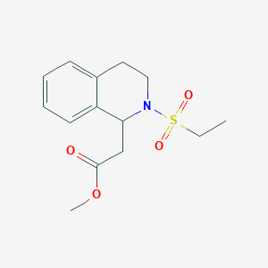 molecular formula C14H19NO4S B7849761 Methyl 2-[2-(ethanesulfonyl)-1,2,3,4-tetrahydroisoquinolin-1-yl]acetate 