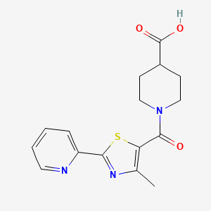 molecular formula C16H17N3O3S B7849792 1-(4-Methyl-2-pyridin-2-yl-1,3-thiazole-5-carbonyl)piperidine-4-carboxylic acid 