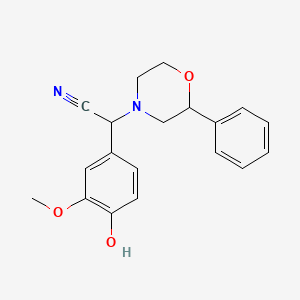 molecular formula C19H20N2O3 B7849836 2-(4-Hydroxy-3-methoxyphenyl)-2-(2-phenylmorpholin-4-yl)acetonitrile 