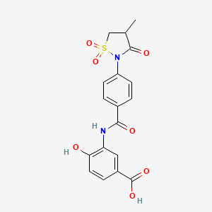 molecular formula C18H16N2O7S B7849853 4-Hydroxy-3-{[4-(4-methyl-1,1-dioxido-3-oxoisothiazolidin-2-yl)benzoyl]amino}benzoic acid (26) 