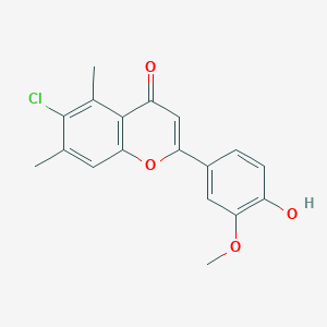 molecular formula C18H15ClO4 B7849858 6-Chloro-2-(4-hydroxy-3-methoxyphenyl)-5,7-dimethylchromen-4-one 