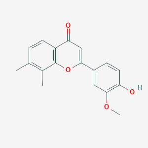 molecular formula C18H16O4 B7849859 2-(4-Hydroxy-3-methoxyphenyl)-7,8-dimethylchromen-4-one 