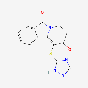 molecular formula C14H10N4O2S B7849882 1-(1H-1,2,4-triazol-5-ylsulfanyl)-3,4-dihydropyrido[1,2-b]isoindole-2,6-dione 