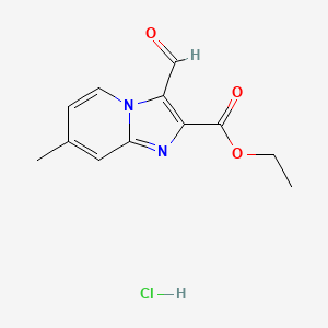 molecular formula C12H13ClN2O3 B7849967 Ethyl 3-formyl-7-methylimidazo[1,2-a]pyridine-2-carboxylate;hydrochloride 