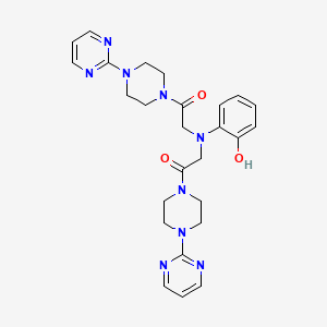 molecular formula C26H31N9O3 B7849973 2-(2-hydroxy-N-[2-oxo-2-(4-pyrimidin-2-ylpiperazin-1-yl)ethyl]anilino)-1-(4-pyrimidin-2-ylpiperazin-1-yl)ethanone 