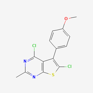molecular formula C14H10Cl2N2OS B7849976 4,6-Dichloro-5-(4-methoxyphenyl)-2-methylthieno[2,3-d]pyrimidine 