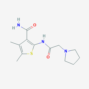 molecular formula C13H19N3O2S B7849986 4,5-Dimethyl-2-[(2-pyrrolidin-1-ylacetyl)amino]thiophene-3-carboxamide 
