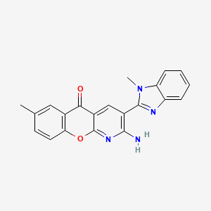 molecular formula C21H16N4O2 B7850014 2-Amino-7-methyl-3-(1-methylbenzimidazol-2-yl)chromeno[2,3-b]pyridin-5-one 