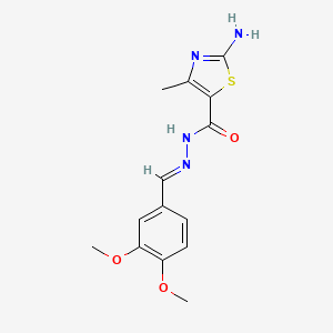 molecular formula C14H16N4O3S B7850042 2-amino-N-[(E)-(3,4-dimethoxyphenyl)methylideneamino]-4-methyl-1,3-thiazole-5-carboxamide 