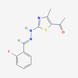 molecular formula C13H12FN3OS B7850050 1-[2-[(2E)-2-[(2-fluorophenyl)methylidene]hydrazinyl]-4-methyl-1,3-thiazol-5-yl]ethanone 