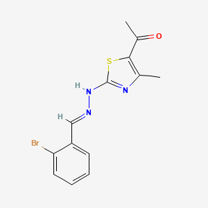 molecular formula C13H12BrN3OS B7850057 1-[2-[(2E)-2-[(2-bromophenyl)methylidene]hydrazinyl]-4-methyl-1,3-thiazol-5-yl]ethanone 