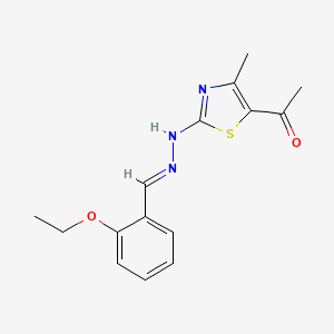 molecular formula C15H17N3O2S B7850059 1-[2-[(2E)-2-[(2-ethoxyphenyl)methylidene]hydrazinyl]-4-methyl-1,3-thiazol-5-yl]ethanone 