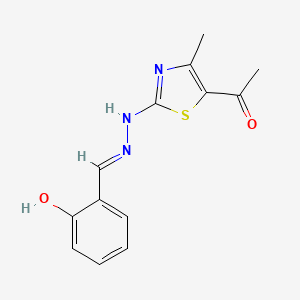 molecular formula C13H13N3O2S B7850068 1-[2-[(2E)-2-[(2-hydroxyphenyl)methylidene]hydrazinyl]-4-methyl-1,3-thiazol-5-yl]ethanone 