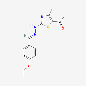 molecular formula C15H17N3O2S B7850069 1-[2-[(2E)-2-[(4-ethoxyphenyl)methylidene]hydrazinyl]-4-methyl-1,3-thiazol-5-yl]ethanone 