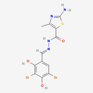 molecular formula C12H10Br2N4O3S B7850086 2-amino-N'-(3,5-dibromo-2,4-dihydroxybenzylidene)-4-methyl-1,3-thiazole-5-carbohydrazide 