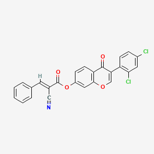 molecular formula C25H13Cl2NO4 B7850095 (E)-3-(2,4-dichlorophenyl)-4-oxo-4H-chromen-7-yl 2-cyano-3-phenylacrylate 