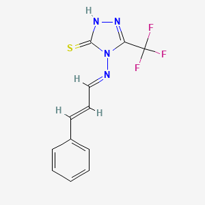 molecular formula C12H9F3N4S B7850107 4-[(E)-[(E)-3-phenylprop-2-enylidene]amino]-3-(trifluoromethyl)-1H-1,2,4-triazole-5-thione 