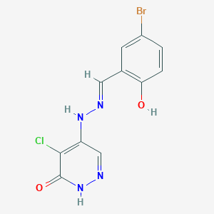 4-[(2E)-2-[(5-bromo-2-hydroxyphenyl)methylidene]hydrazinyl]-5-chloro-1H-pyridazin-6-one