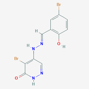 molecular formula C11H8Br2N4O2 B7850130 5-bromo-4-[(2E)-2-[(5-bromo-2-hydroxyphenyl)methylidene]hydrazinyl]-1H-pyridazin-6-one 