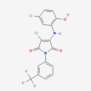 molecular formula C17H9Cl2F3N2O3 B7850151 3-Chloro-4-(5-chloro-2-hydroxyanilino)-1-[3-(trifluoromethyl)phenyl]pyrrole-2,5-dione 