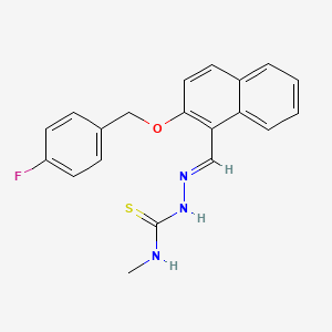 molecular formula C20H18FN3OS B7850171 1-[(E)-[2-[(4-fluorophenyl)methoxy]naphthalen-1-yl]methylideneamino]-3-methylthiourea 